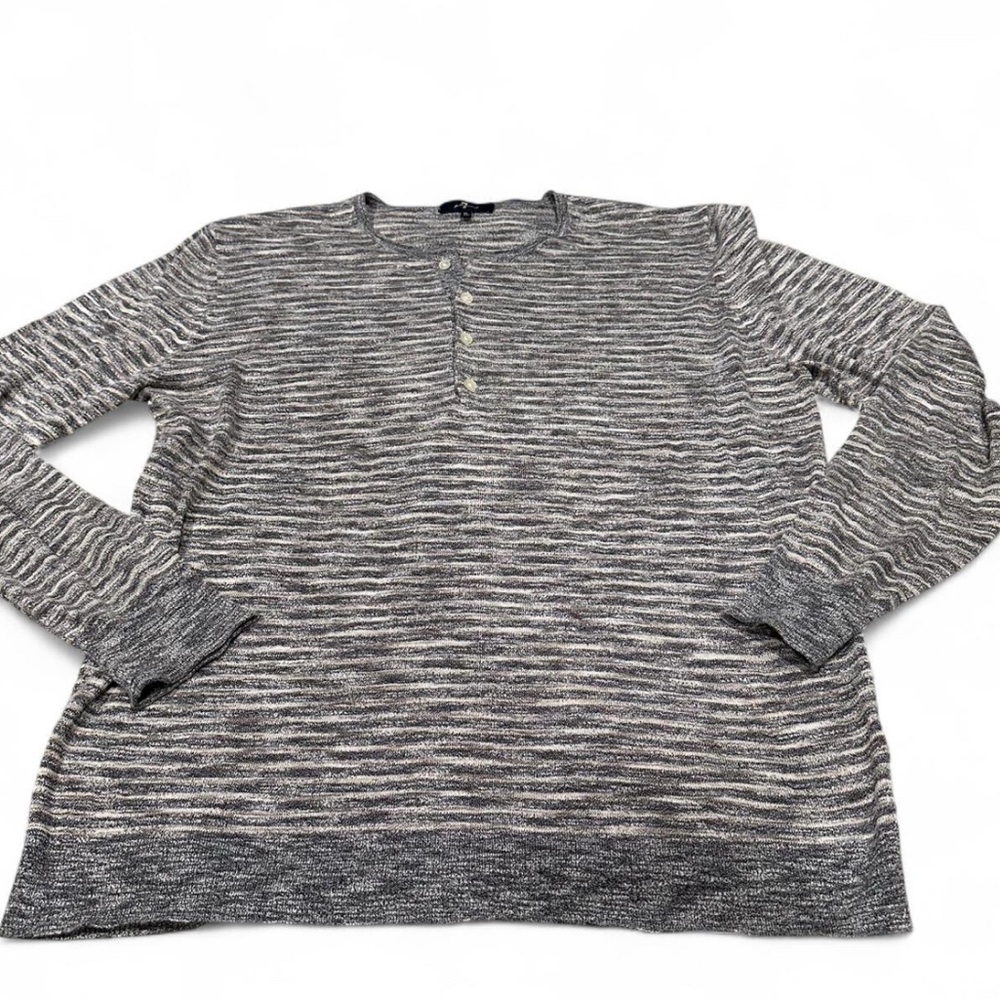 7 For All Mankind Gray Striped Knit Top